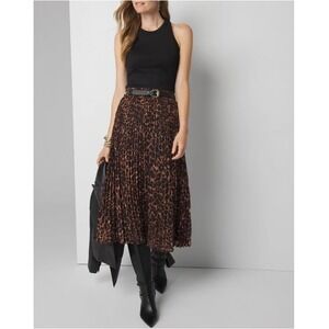 White House Black Market Women's Signature Leopard Print Pleated Skirt Szie XL